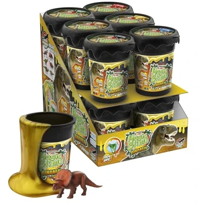 Imagen de Craze Pack de 12 Magic Slime Dinorex, para niños con Sorpresa incluida Dinosaurios, 6 Colores aleatorios, 110ml Slime, Fácil Limpiar