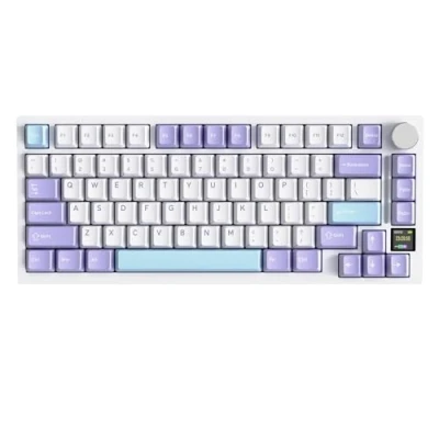 Imagen de ATTACK SHARK X820 Ultra Teclado Mecánico Inalámbrico con Pantalla TFT Inteligente y Perilla, Gaming Hot Swappable 75%, BT/2.4G/Cableado, LED RGB, Keycaps PBT (Blanco Switch Shark)