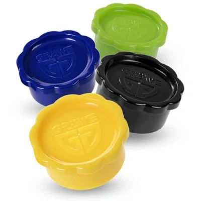 Imagen de GRÄWE Juego de 2 tapas para botellas cristal Sodastream, cristal, totalmente gruesas, coloridas en amarillo, negro, verde y azul