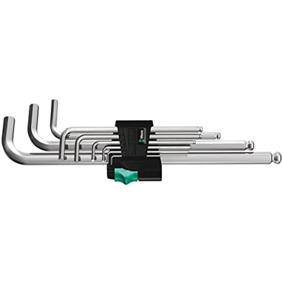 Imagen de Wera 950/9 Hex Plus, juego de llaves acodadas métricas, cromado mate, Set 9 piezas
