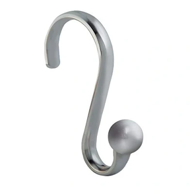 Imagen de iDesign Axis Ganchos para colgar cortinas de baño, anillas metal inoxidable, juego 12 enganches cortinas, plateado