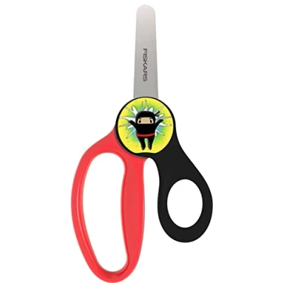 Imagen de Fiskars Tijeras Para niños con diseño Ninja, A partir de 6 años, Longitud: 13 cm, diestros y zurdos, Hoja metálica/mangos plástico, Negro/rojo, Magic Morph, 1064075