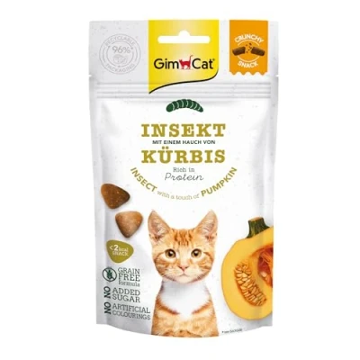 Imagen de GimCat Insecto crujiente con Calabaza Golosinas para Gatos crujientes y ricas en proteínas 1 Bolsa (1 x 50 g)