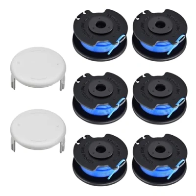 Imagen de CHIHOLEN 6 Bobinas de Hilo para Cortabordes compatible con Ryobi RAC124 AC14RL3A, bobina One+ 18V 24V 40V, Ø1,65mm 3,4m, cubierta AC14HCA(6 Bobina+2 Tapa)