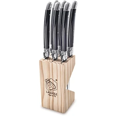 Imagen de Laguiole Style de Vie Premium Line Cuchillo para carne (1,8 mm grosor, 6 piezas), color negro