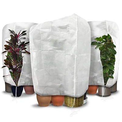 Imagen de VOUNOT 3 Piezas Funda para Plantas, Cubierta Vegetal Tela no Tejida 80g/m² Protector Plantas Invierno contra Heladas Reutilizable con Cordón y Cremallera, 200x240cm, Blanco