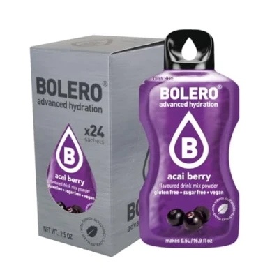 Imagen de Bolero bebida 24 bolsitas de 3 g fruta preparada en polvo soluble para fresca agua, 72 gramos endulzado con stevia (Acai Berry)