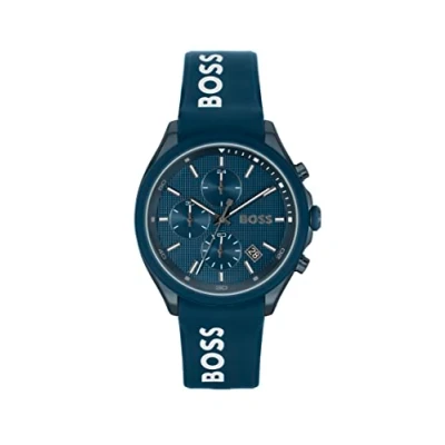 Imagen de BOSS Reloj Cronógrafo de Cuarzo para Hombre 44 mm Colección Velocity con Correa Silicona, Función Fecha, 3 Subesferas, Resistencia al Agua 5ATM