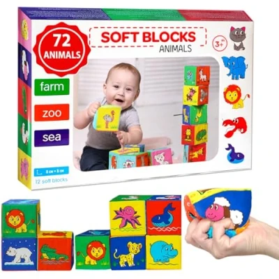 Imagen de Bloques Blandos bebe MAGDUM 12 Cubos Juguetes Bebes 6 meses Educativo Juego de Desarrollo ninos