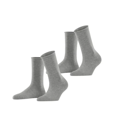 Imagen de ESPRIT Basic Pure 2 Pack W SO algodón unicolor pares, Calcetines Mujer, Gris (Light Grey Melange 3390), 35 38