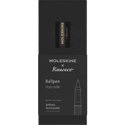 Imagen de Moleskine x Kaweco Bolígrafo Recargable de Plástico ABS para Escribir y Tomar Notas, Recarga 1.0 mm con Tinta Azul Incluida, Negro