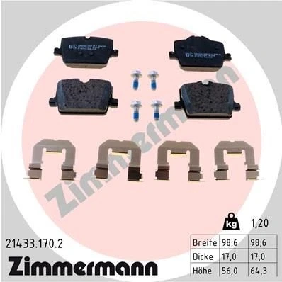 Imagen de ZIMMERMANN 21433.170.2 Juego de pastillas freno BMW: 3 Berlina, Touring, 4 Coupé