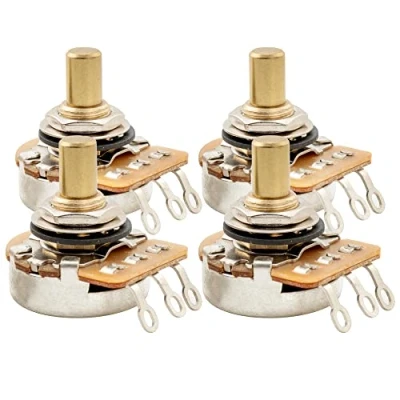 Imagen de Musiclily Pro HD A250K Latón 1/4 Pulgada Solid Shaft Potenciómetros Audio Taper para Guitarra Eléctrica Bajo (Set de 4)
