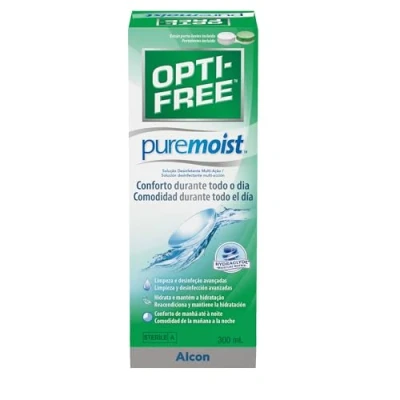 Imagen de OPTI FREE PureMoist solución todo en uno para lentillas blandas, botella individual, 300 ml (Paquete de 1)