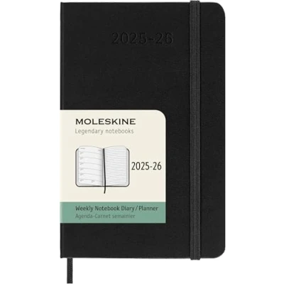 Imagen de Moleskine Weekly Planner 2025 2026, Agenda Semanal 18 Meses Con Espacio para Notas, Tapa Dura y Cierre Elástico, Formato Pocket 9 x 14 cm, Color Negro