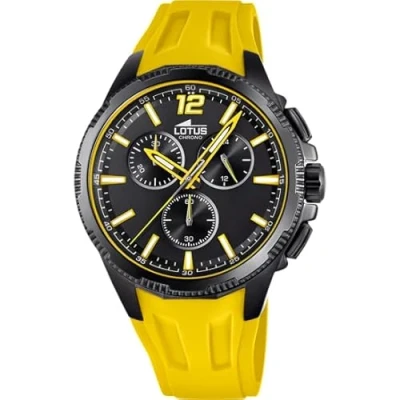 Imagen de LOTUS Reloj Hombre 18952/4 Outlet Caja de Acero Inoxidable 316l Negro Correa Caucho Amarillo