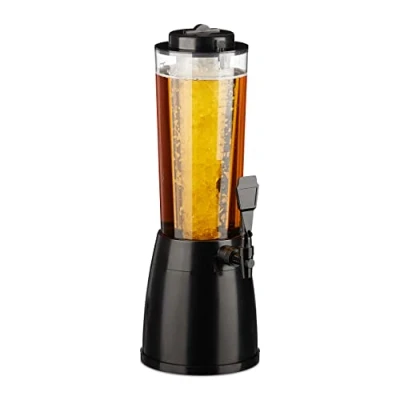 Imagen de Relaxdays Columna 2,5 l Torre de Cerveza con Grifo, Dispensador Bebidas Enfriador, Beer Tower, Transparente y Negro