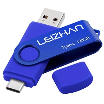 Imagen de LEIZHAN Memorias USB 3.0 128GB Tipo C Pendrive Flash Drive para Samsung Huawei Dispositivos Android/PC Azul