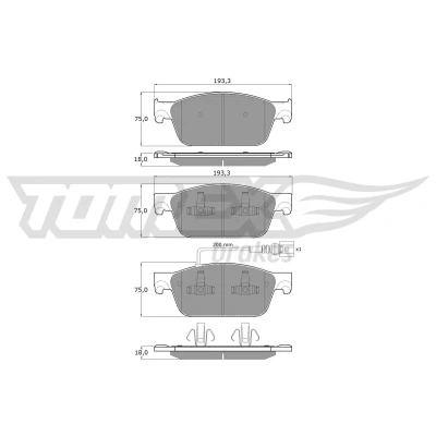 Imagen de TOMEX brakes TX 16 46 Juego de pastillas freno Eje delantero con contacto avisador desgaste VOLKSWAGEN: Multivan 5 (7HM, Transporter Bus