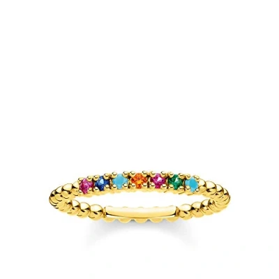 Imagen de Thomas Sabo Anillo bolas piedras de colores plata chapada en oro TR2323 488 7 60