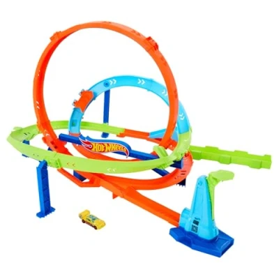 Imagen de Hot Wheels Action “Let&#039;s Race ¡a correr! Netflix Desafío del ciclón Pista para coches de juguete con lanzador y 1 vehículo, 2 formas jugar, +4 años (Mattel HXM94)