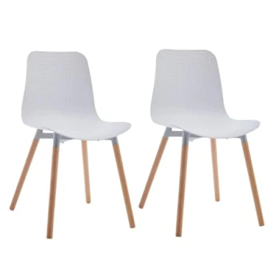Imagen de SHIITO Modelo Ragnar Pack de 2 Sillas Comedor Estilo Nórdico Diferente y Elegante 47 x 42 84 cm Color Blanco con Patas Haya