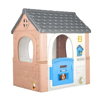 Imagen de FEBER Dream House, Casita Infantil con Puerta Abatible, Tiene Pegatinas para Decorar la Casita, Colores Resistentes A Luz Solar, Montaje Fácil, Partir de 2 años, Famosa (FEH30000)