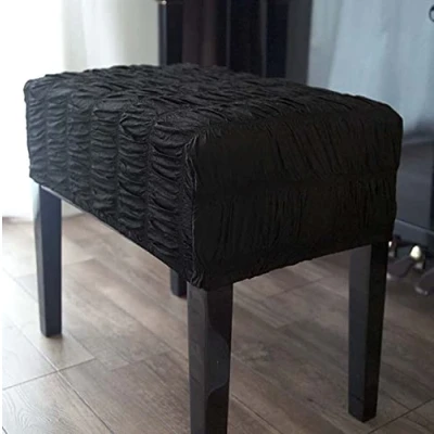 Imagen de cubierta vertical para piano, tela protectora a prueba de polvo piano/taburetes verticales, elástica piano (una funda asiento, negro)