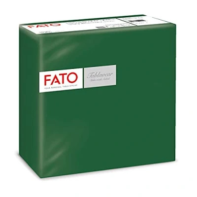 Imagen de Fato, Servilletas de Papel Secas, Airlaid, Efecto Textil, Paquete 50 Servilletas, Tamaño 40x40 dobladas en 4, Color Verde Bosque