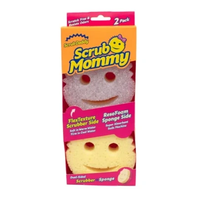 Imagen de Scrub Daddy Mommy Estropajo de Doble Cara Rosa, Esponja Cocina para Lavar Platos y Limpieza Baño, Antiarañazos, Antibacteriana Reutilizable Raspadora Flextexture 2X Morado