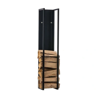 Imagen de CLP Estantería Interior para Leña Spark I De Almacenamiento Soporte En Acero Inoxidable o Metal I, Color:Negro/Mate, Tamaño:140 cm