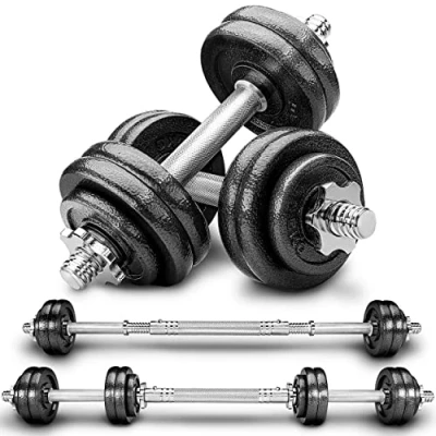 Imagen de RE:SPORT Mancuernas Ajustables 15 30kg Pesas y de Hierro Fundido con Barra Discos para Culturismo, Aptitud, Halterofilia, Ejercicios Gimnasio Doméstico