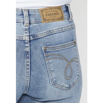 Imagen de Pantalón largo denim slim fit con cierre delantero cremallera y botón para mujer