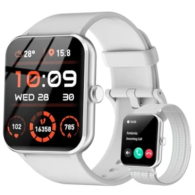Imagen de IOWODO Reloj Inteligente Hombre Mujer,1.85&quot; Smartwatch con Llamadas Bluetooth, Monitor de Frecuencia Cardíaca/SpO2/Sueño, 100+ Modos Deportivos, Deportivo para Android y iOS (Gris)