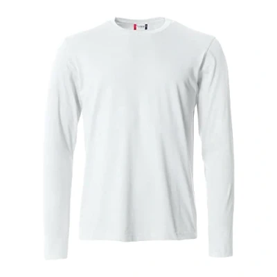 Imagen de Clique Camiseta de manga larga para hombre Basic T L/S, algodón jersey, cuello elástico, cinta antisudor, ajuste Slim Fit, Color blanco., XXL