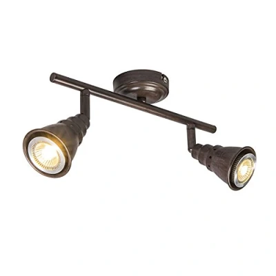 Imagen de QAZQA Retro/Vintage Plafón/aplique óxido orientable CONEY 2 Acero Alargada Adecuado para LED Max. x 35 Watt