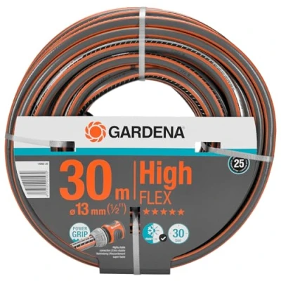 Imagen de Gardena Manguera de jardín con perfil agarre eléctrico, Presión ruptura 30 bar, Dimensionalmente estable, Resistente a los rayos UV, Color Negro/Gris/Naranja, m