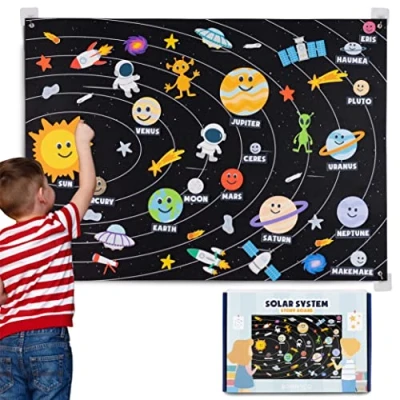 Imagen de Sistema Solar para Niños con 61 Figuras Fieltro BONNYCO Planetas Juguetes Montessori 3 4 5 6 7 8 Años Regalos Niñas Cumpleaños Navidad