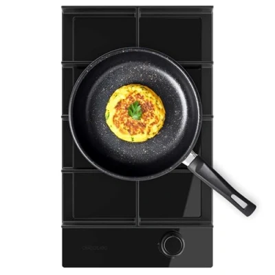 Imagen de Cecotec Placa de Gas 1 Fuego Bolero Squad G 1400F Glass Black, 3,4kW, Parrillas Hierro Fundido, Quemador WOK Triple, Encendido Electrónico, Seguridad Válvulas, accesorio conversión