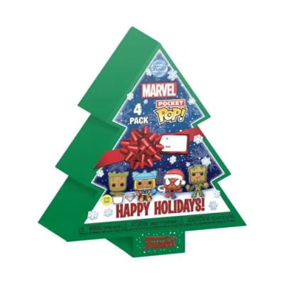 Imagen de Funko Pocket Pop! Marvel Groot Tree Holiday Box 4 Pieces Comics Cómics Llavero Minifigura de Vinilo Coleccionable Original Relleno Calcetines Idea Regalo