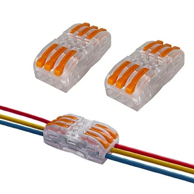 Imagen de Aiqeer 16 Piezas SPL 3 Palanca Tuerca Cable Conectores Set, in out Transparente Conector Conductor Compacto, Bilateral Rápido Resorte Bloque Terminal