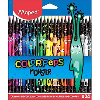Imagen de Maped Pinturas de Madera Lápices Monster Colores 12 Decoradas con Diseño Lúdico Minas Blandas y Ultra Resistentes Agarre Ergonómico Fáciles Afilar