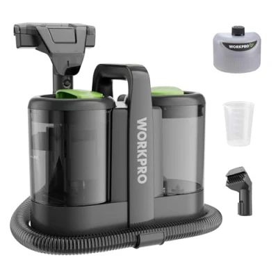 Imagen de WORKPRO Aspiradora de Agua Tapiceria, Limpiador Tapicerias 450W, para Alfombras con Detergente, Limpia Moquetas, Maquina Aspirador Tapicerias, Sofá, 75 dB