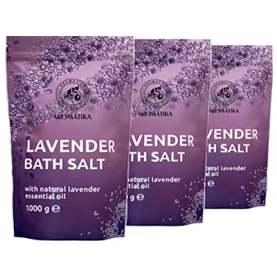 Imagen de Sales de Baño Lavanda 3x1000g (zipper) Marinas con 100% Natural Aceite Esencial Baños Cuidado Corporal Relajación Aromaterapia