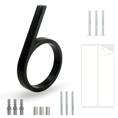 Imagen de HASWARE Numero Civico Galleggiante Da 5 Pollici (12cm): Numeri Di Porta Moderni Segnaletica Per L&#039;Ufficio Postale Stradale (Negro Mejorado, 6)