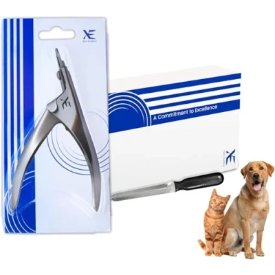 Imagen de XE Cortauñas para Mascotas de Acero Inoxidable Perros y Gatos con Lima uñas, Cortaúñas Mango Antideslizante Mascotas, Herramienta Aseo Conejos Cobayas
