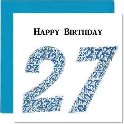 Imagen de Divertidas tarjetas de cumpleaños 27 para hombres, Shapecloud Tarjeta feliz hijo, hija, hermano, hermana, tío, tía, sobrina, sobrino, primo, felicitación 145 mm x