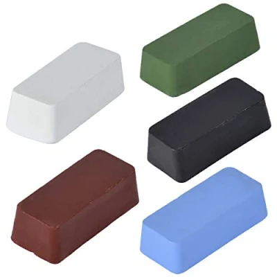 Imagen de Compuesto de Pulido Cuero, Jicyor 5pcs Acero Inoxidable Pasta Pulir Cera Abrasiva Multifunción para Joyas Oro Plata Platino Vidrio Metales Blandos (Blanco,Rojo,Verde,Negro,Azul) 104G
