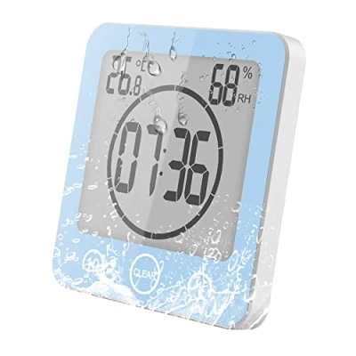 Imagen de VORRINC Reloj de Baño Temperatura Digital Despertador Digital, LCD Ducha Control Táctil, Termómetro Higrómetro Termohigrómetro Interior