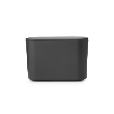 Imagen de Brabantia Mindset Recipiente para Residuos óptimo Pequeños Tapa Oscilante Extraí&quot;ble No se Raya Fácil de Limpiar Resistente a la Corrosión Gris oscuro 8,5 x 15 10 cm